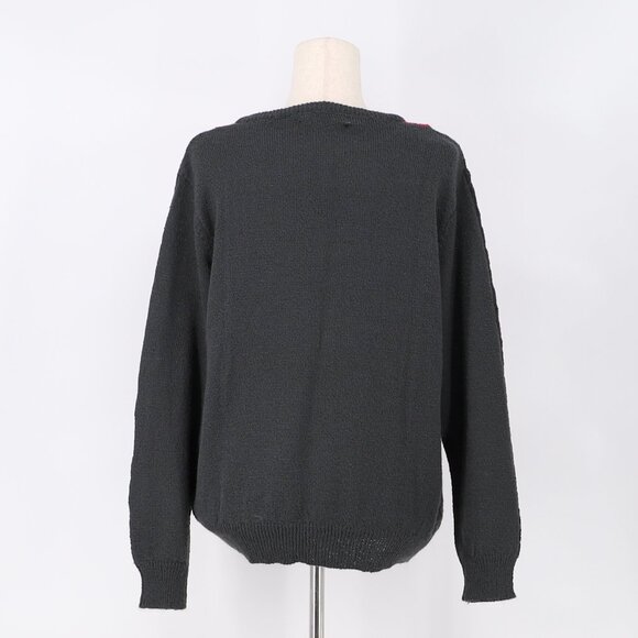 VINTAGE YVES VENET 80s/90s Red & Black Print Knit Sweater Size 42 - Picture 4 of 5